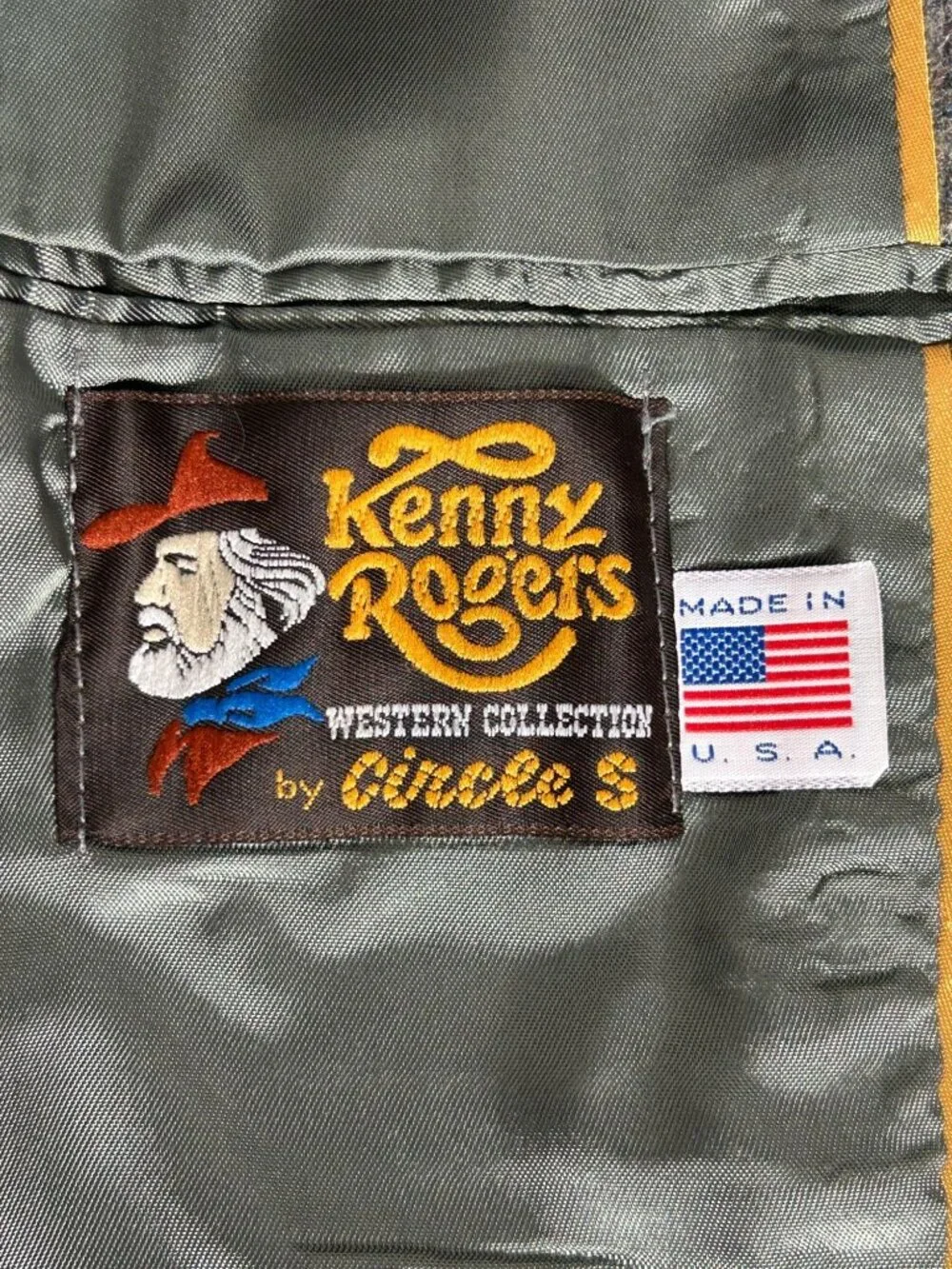 Vintage Kenny Rogers Circle S Western Tweed Suit Jacket in Grey Blue - Sz 44L